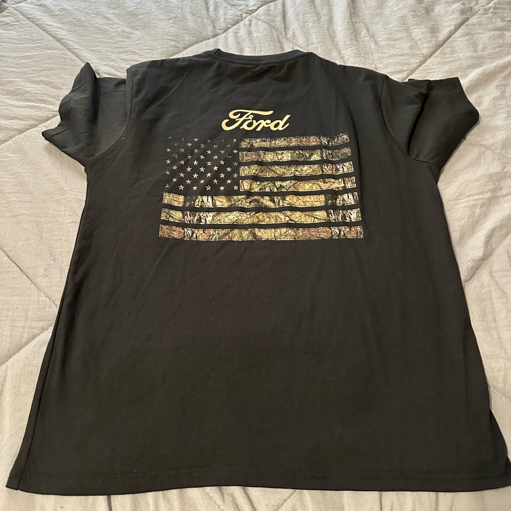 Ford Black Tee with Camouflage Flag Graphic